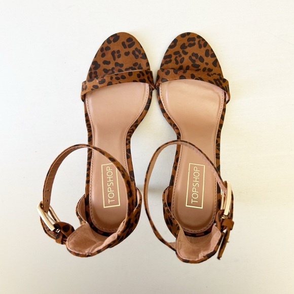 Topshop Leopard Print Stiletto Heels Ankle Strap Brown and Black Size 7.5 UNWORN - Picture 8 of 15